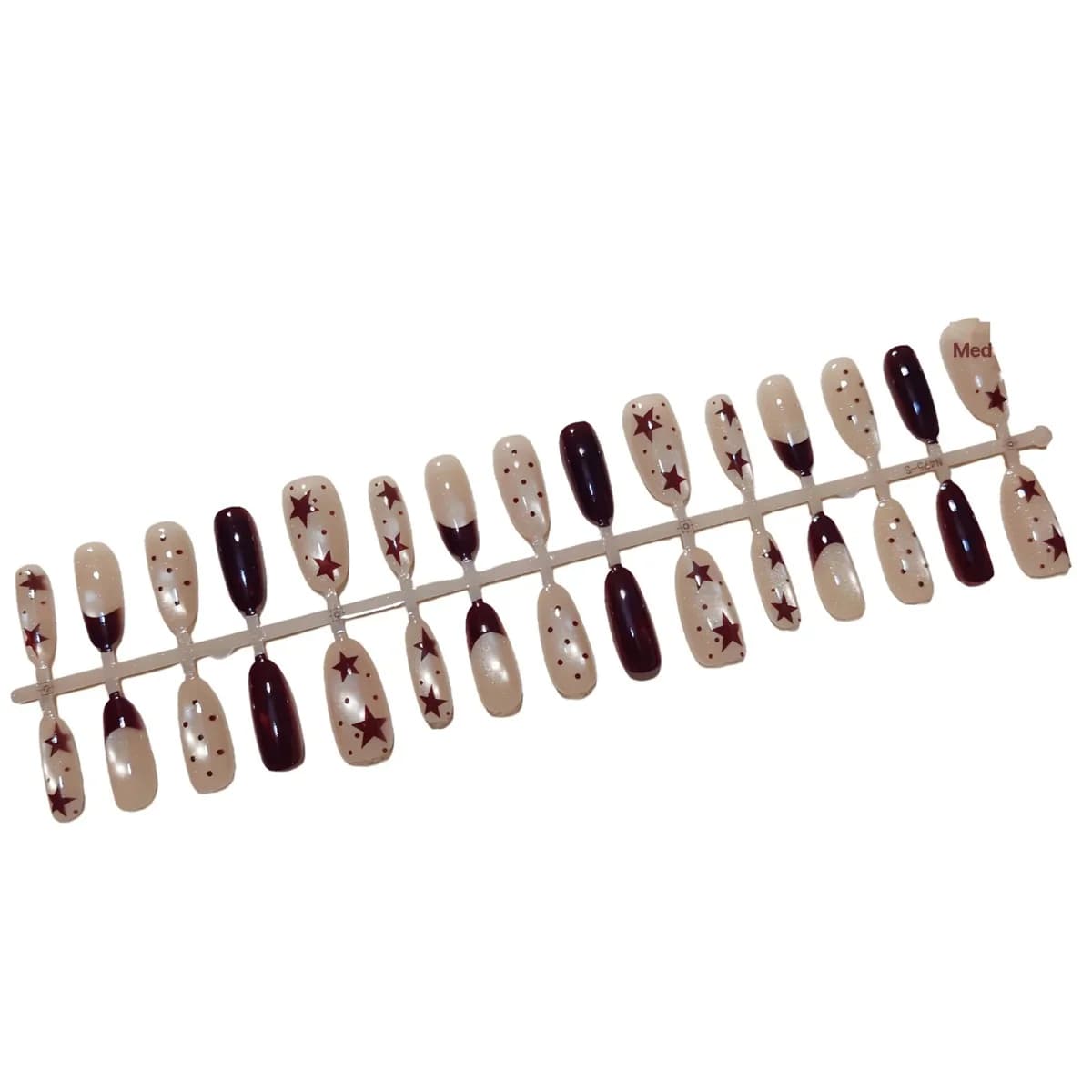 เล็บปลอม Cat Eye สีน้ำตาล ลายดาวและจุด